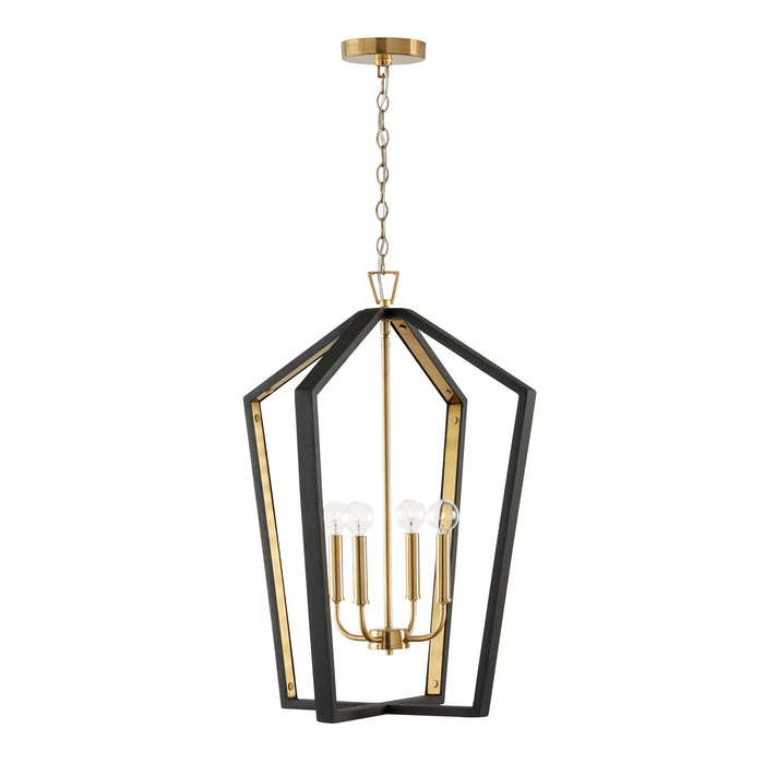 Maren 4-Light Pendant in Flat Black and Matte Brass - Lamps Expo