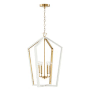 Maren 4-Light Pendant in Flat White and Matte Brass - Lamps Expo