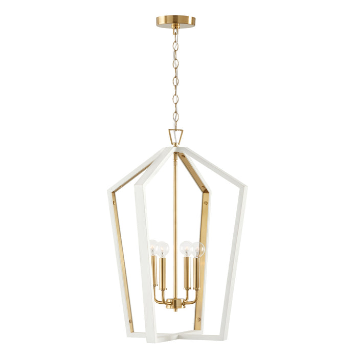 Maren 4-Light Pendant in Flat White and Matte Brass - Lamps Expo