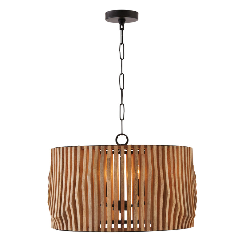 Archer 4-Light Pendant in Light Wood and Matte Black - Lamps Expo