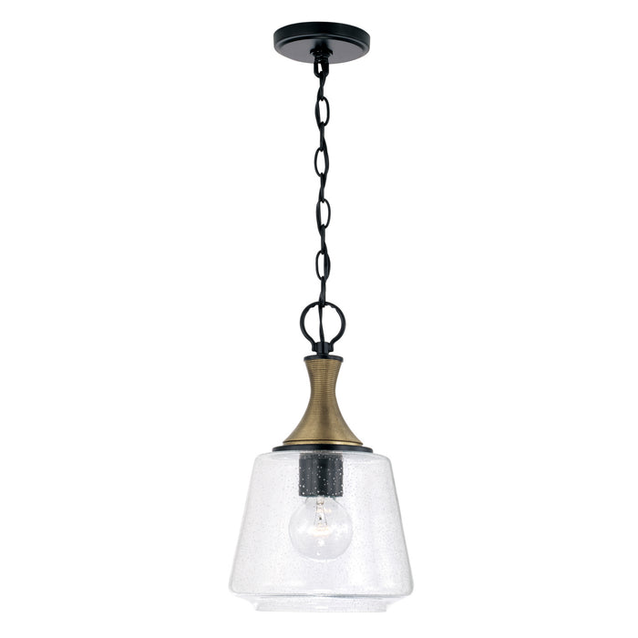 Amara 1-Light Pendant in Matte Black with Brass - Lamps Expo
