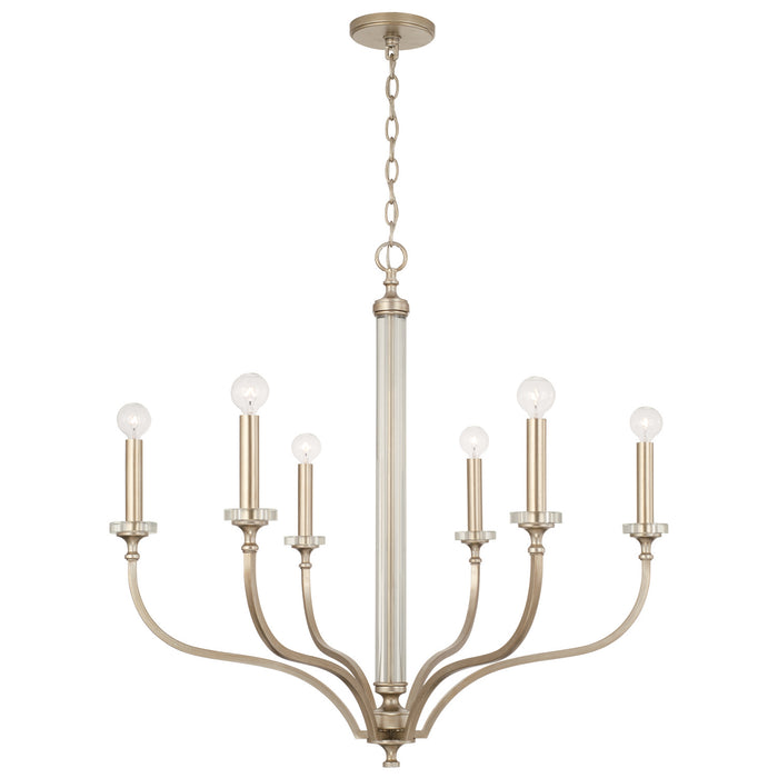Breigh 6-Light Chandelier in Brushed Champagne - Lamps Expo