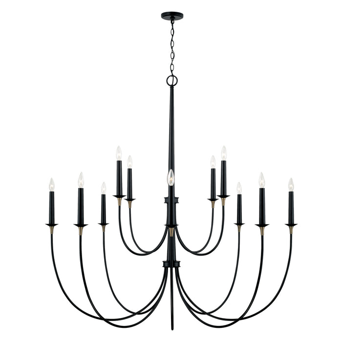Amara 12-Light Chandelier in Matte Black with Brass - Lamps Expo