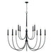 Amara 12-Light Chandelier in Matte Black with Brass - Lamps Expo