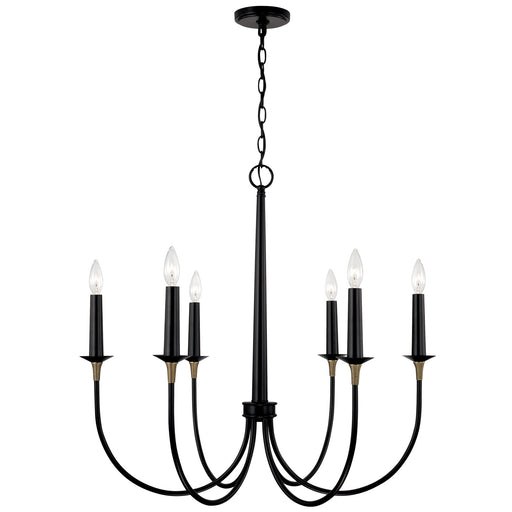 Amara 6-Light Chandelier in Matte Black with Brass - Lamps Expo