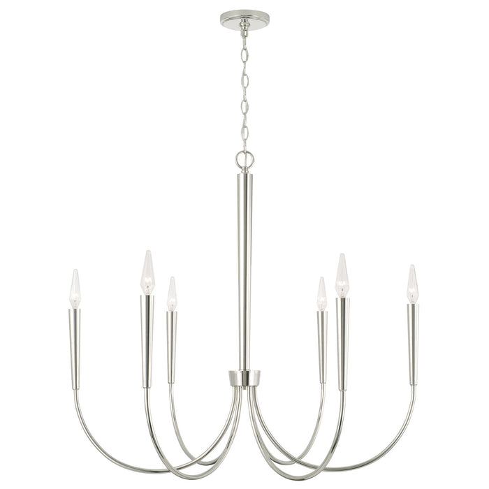 Holden 6-Light Chandelier in Polished Nickel - Lamps Expo