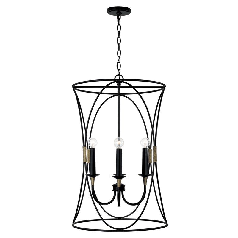 Amara 4-Light Foyer Pendant in Matte Black with Brass - Lamps Expo