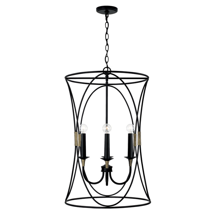 Amara 4-Light Foyer Pendant in Matte Black with Brass - Lamps Expo