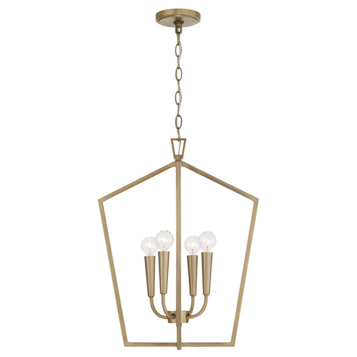 Holden 4-Light Foyer Pendant in Aged Brass - Lamps Expo