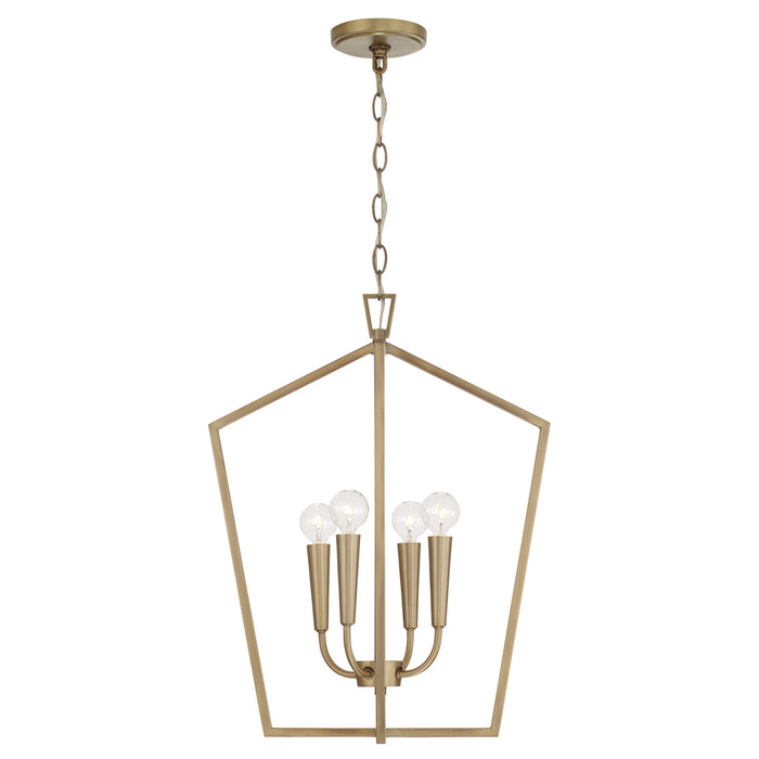 Holden 4-Light Foyer Pendant in Aged Brass - Lamps Expo
