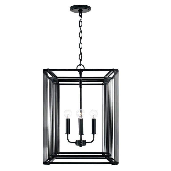 Lennon 4-Light Foyer Pendant in Matte Black - Lamps Expo