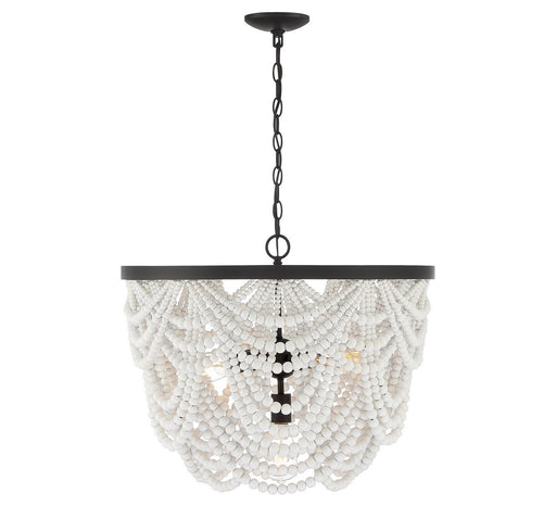 Coastal Wood Accent 24" 5-Light Chandelier in White with Oil Rubbed Bronze