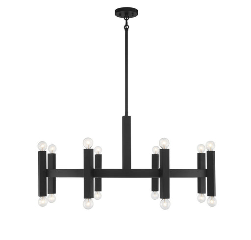 Modern Round 40" 16-Light Chandelier in Matte Black