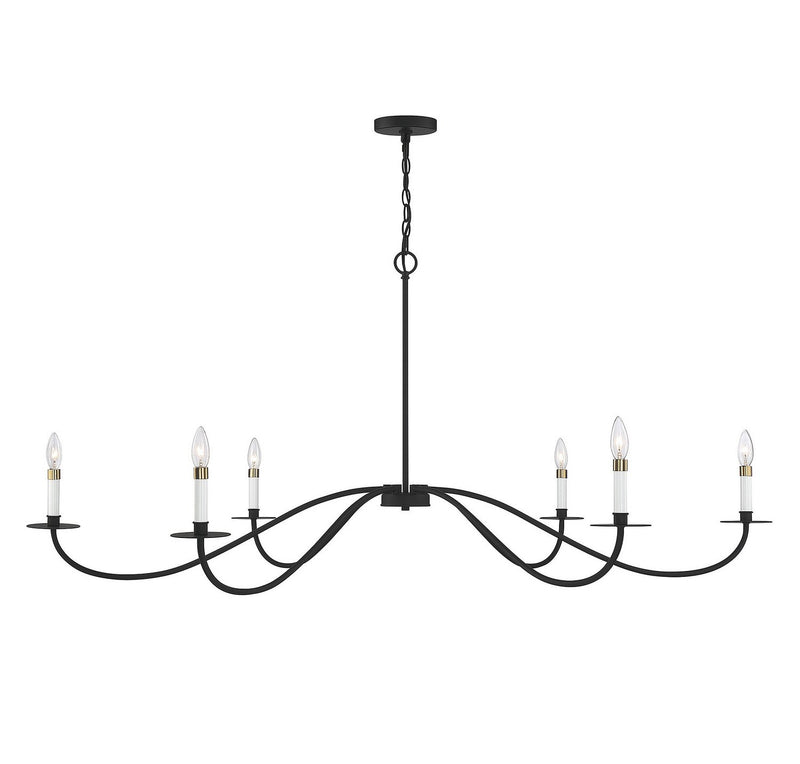 Scandinavian Candle 60" 6-Light Chandelier in Matte Black