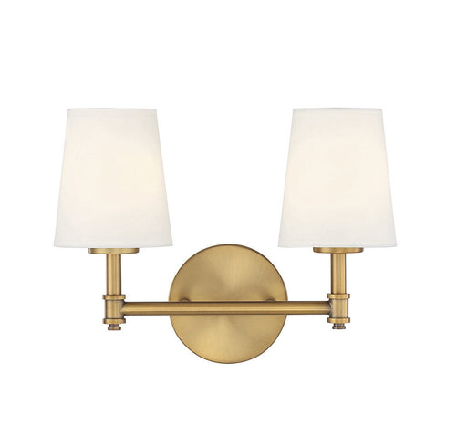 Linen Shade 2-Light Bath Vanity Light in Natural Brass