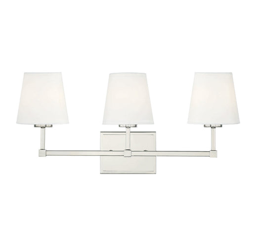 Contemporary Fabric Shade 24" 3-Light Bath Vanity Light in Polished Nickel
