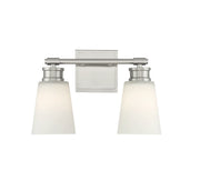 Milk Glass 14" 2-Light Bath Vanity Light in Brushed Nickel