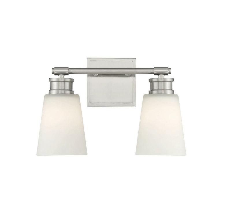 Milk Glass 14" 2-Light Bath Vanity Light in Brushed Nickel
