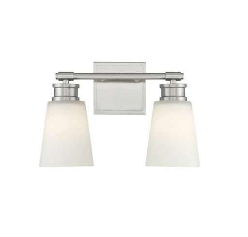 Milk Glass 14" 2-Light Bath Vanity Light in Brushed Nickel
