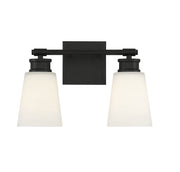 Milk Glass 14" 2-Light Bath Vanity Light in Matte Black