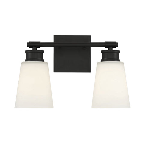 Milk Glass 14" 2-Light Bath Vanity Light in Matte Black