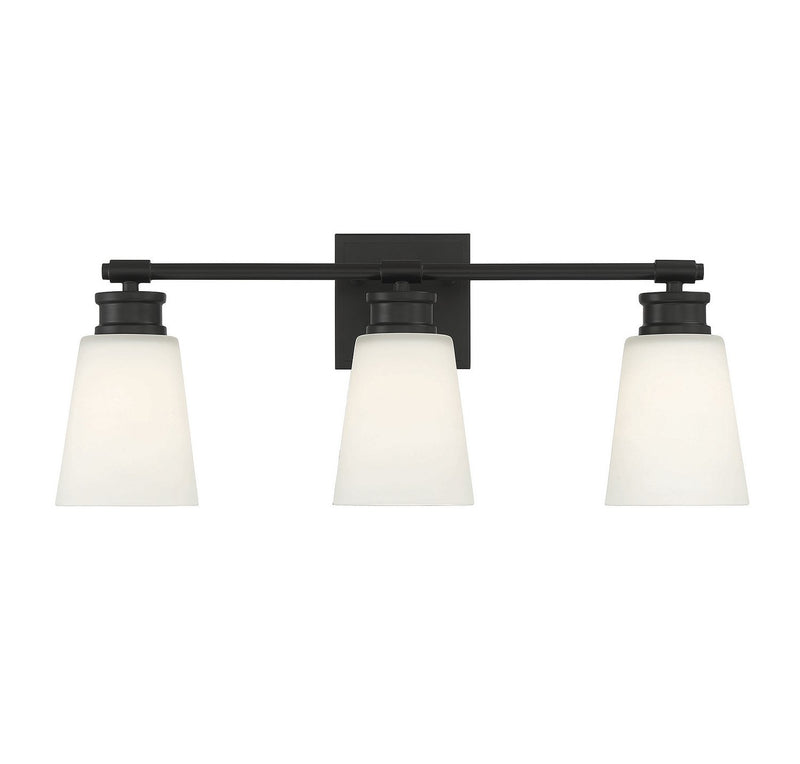 Milk Glass 23" 3-Light Bath Vanity Light in Matte Black