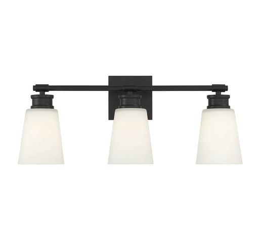 Milk Glass 23" 3-Light Bath Vanity Light in Matte Black