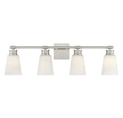 Milk Glass 31" 4-Light Bath Vanity Light in Brushed Nickel