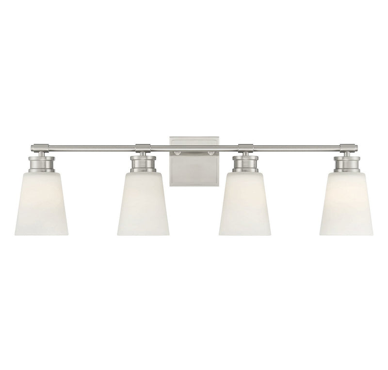 Milk Glass 31" 4-Light Bath Vanity Light in Brushed Nickel