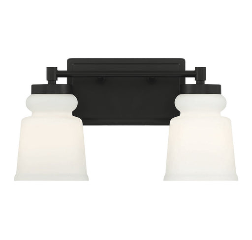 Milk Glass Linear Backplate 2-Light Bath Vanity Light in Matte Black