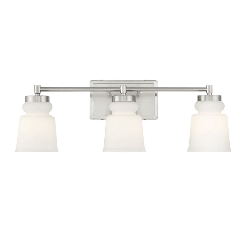 Milk Glass 24" 3-Light Bath Vanity Light in Brushed Nickel