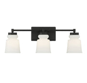 Milk Glass 24" 3-Light Bath Vanity Light in Matte Black