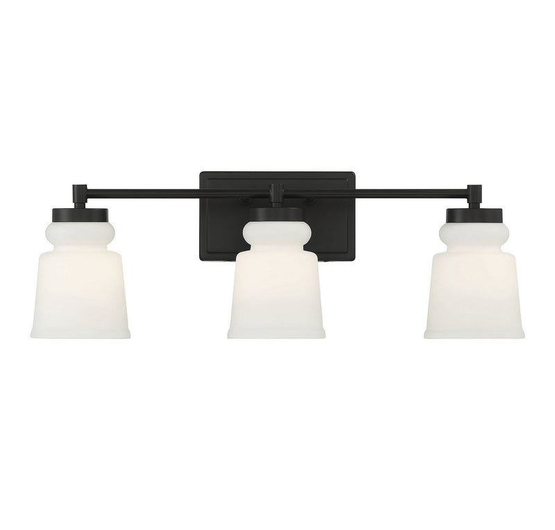 Milk Glass 24" 3-Light Bath Vanity Light in Matte Black