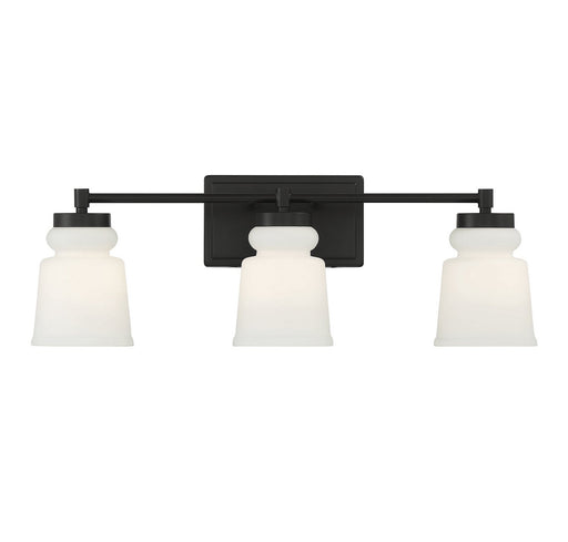 Milk Glass 24" 3-Light Bath Vanity Light in Matte Black