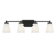 Milk Glass 32" 4-Light Bath Vanity Light in Matte Black