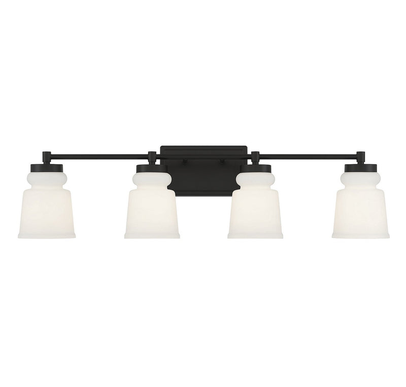 Milk Glass 32" 4-Light Bath Vanity Light in Matte Black