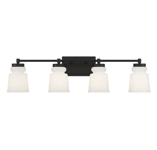 Milk Glass 32" 4-Light Bath Vanity Light in Matte Black