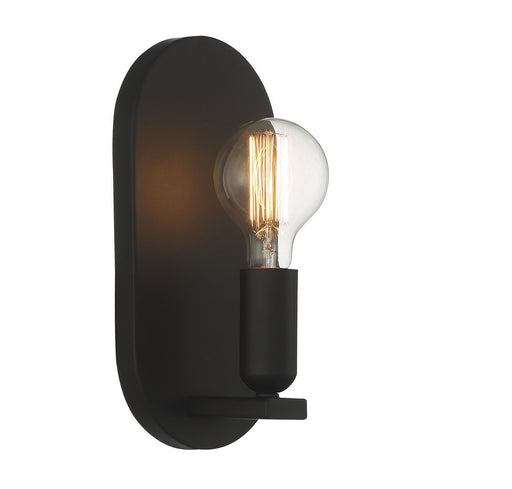 Tall Backplate Exposed Bulb 1-Light Wall Sconce in Matte Black