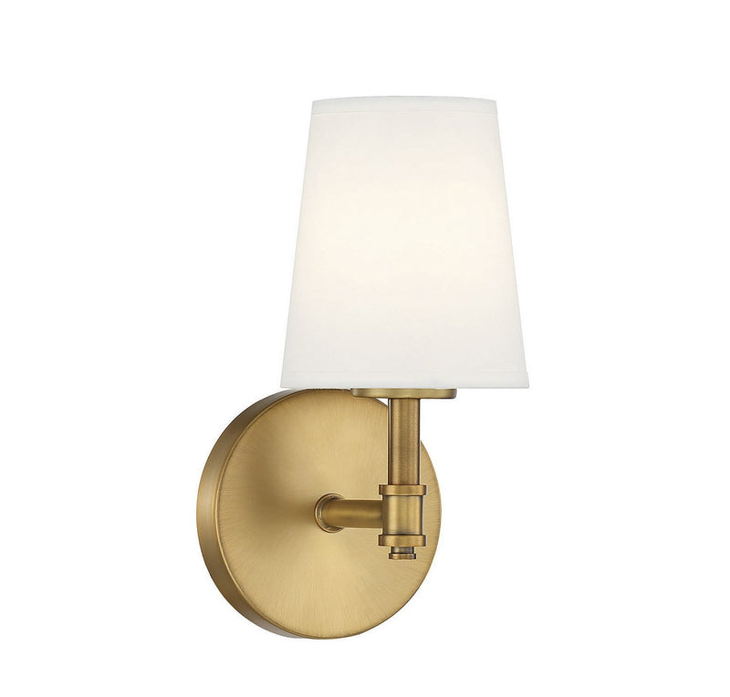 Classic Linen Shade 1-Light Wall Sconce in Natural Brass