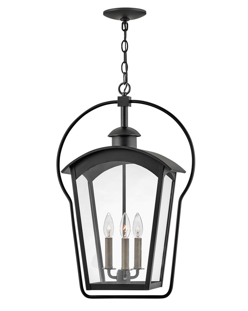 Yale 3-Light Outdoor Hanging Lantern in Black