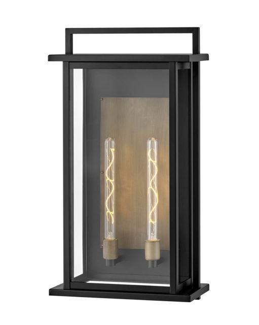 Langston Large Wide 2-Light Outdoor Wall Lantern in Black