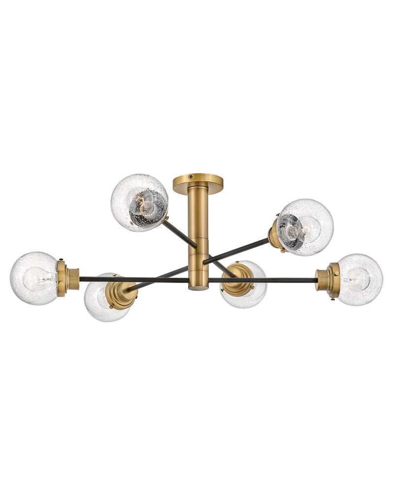 Poppy Six Light Semi Flush Mount in Black - Lamps Expo
