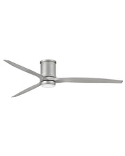Hover Flush 72" Outdoor Smart Ceiling Fan with Light in Brushed Nickel / Weathered Wood