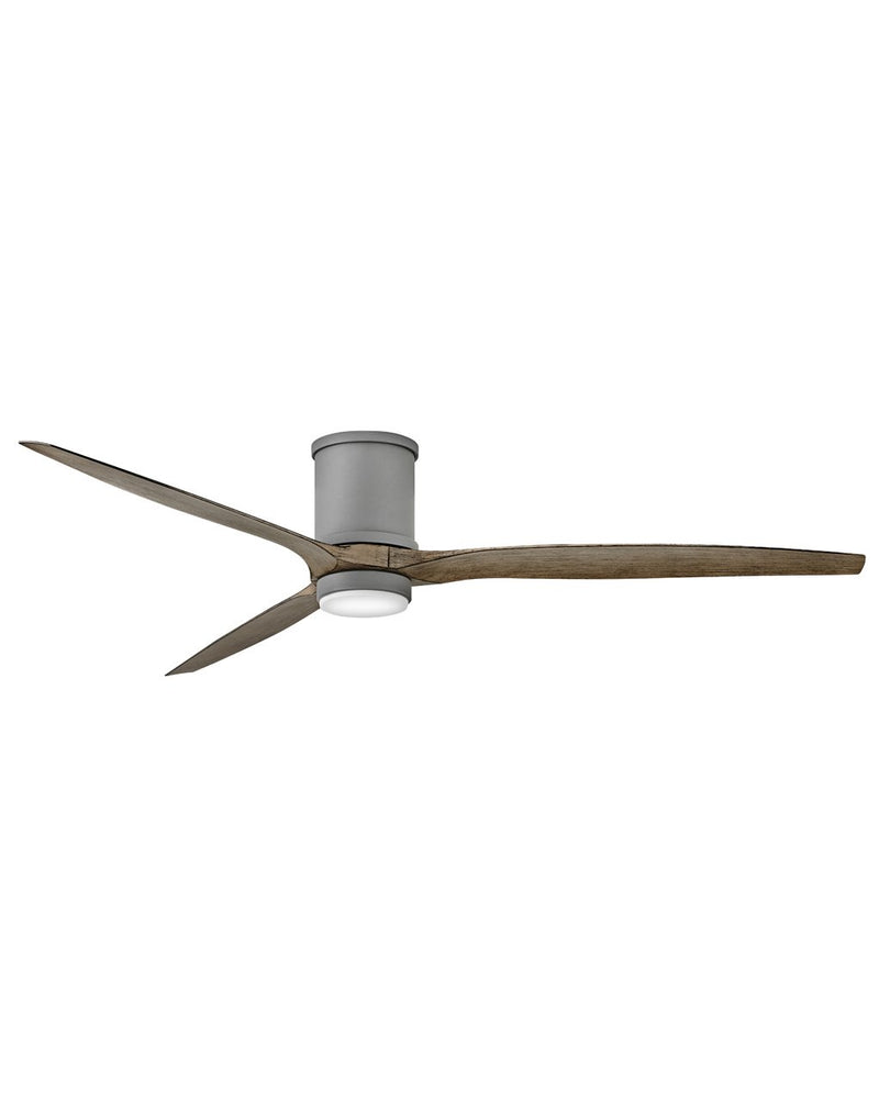 Hover Flush 72" Outdoor Smart Ceiling Fan with Light in Graphite / Driftwood