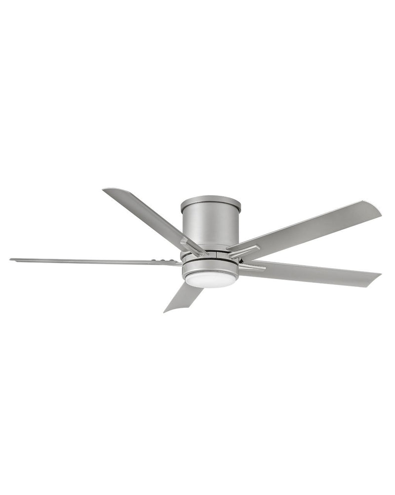 Vail Flush 52" Outdoor Smart Ceiling Fan with Light in Brushed Nickel / Silver