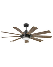 Turbine 60" Outdoor Smart Ceiling Fan with Light in Matte Black / Driftwood