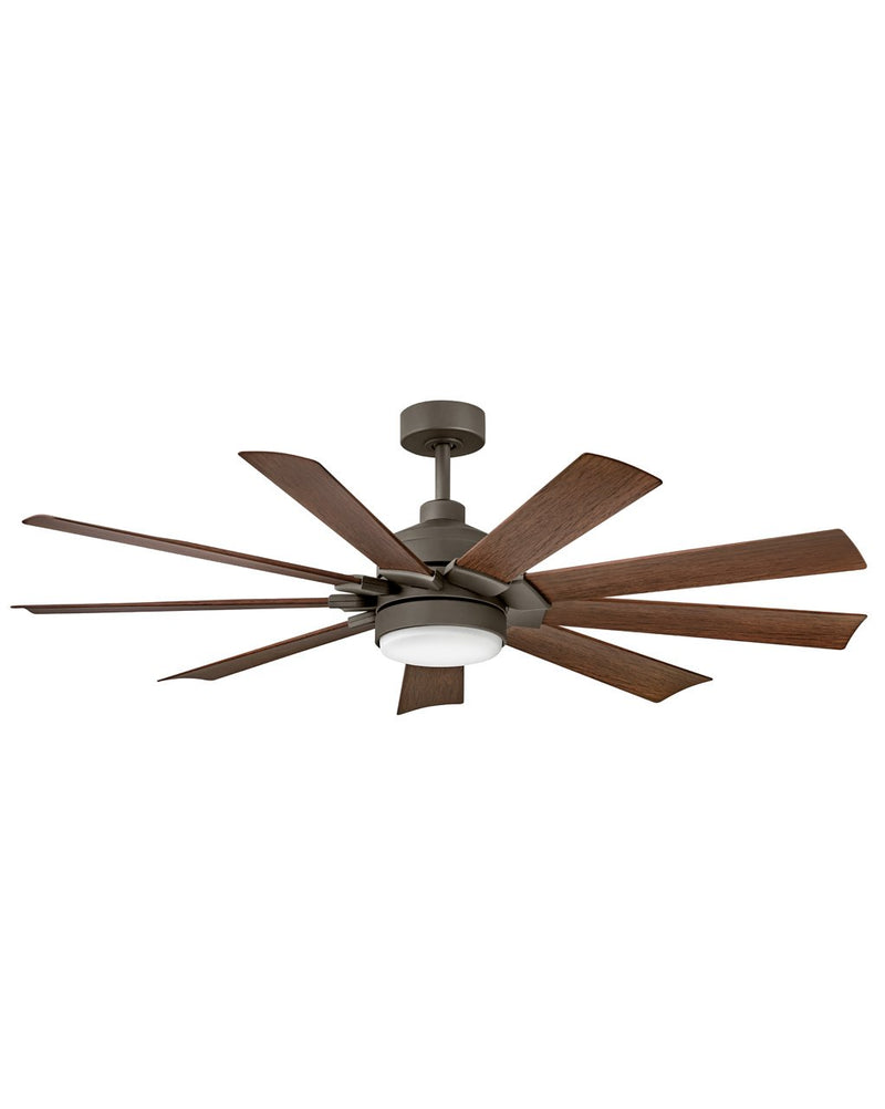 Turbine 60" Outdoor Smart Ceiling Fan with Light in Metallic Matte Bronze / Walnut
