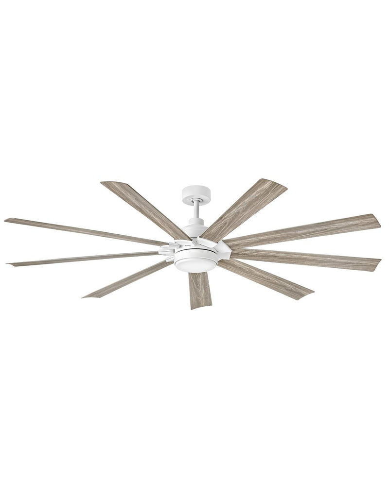 Turbine 80" Outdoor Smart Ceiling Fan with Light in Chalk White / Weathered Wood