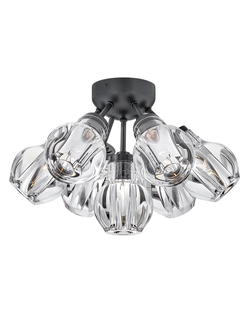 Elise 7-Light Semi-Flush Mount in Black