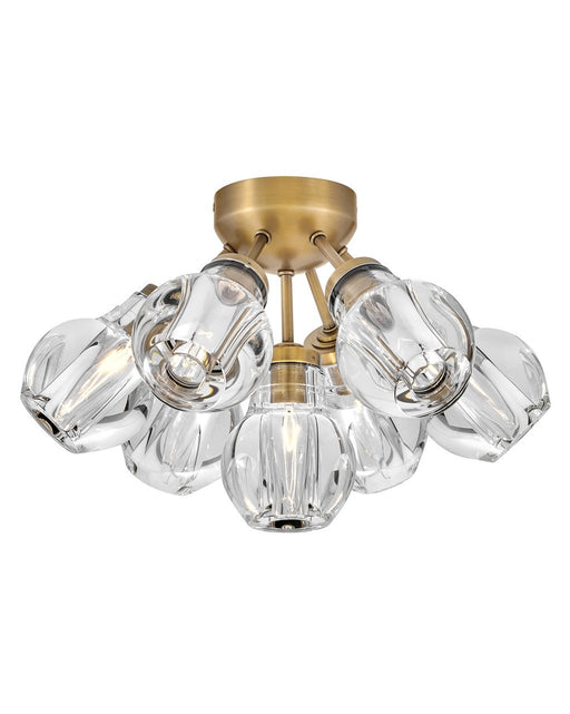 Elise 7-Light Semi-Flush Mount in Heritage Brass